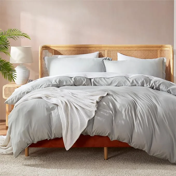 Reliable Nestl Light Grey Duvet Cover King Size - Soft Double Brushed King Duvet Cover Set 3 Piece with Button Closure 1 Duvet Cover 104x90 inches and 2 Pillow Shams Fast