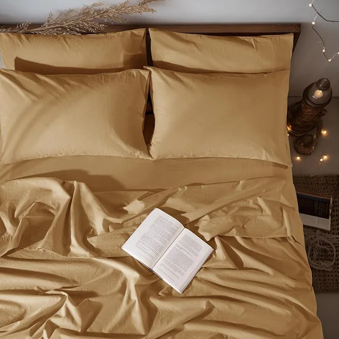 Versatile LBRO2M Pure Linen Sheet Set Deep Pocket Up to 16 quot Bed Sheets Sets Natural Flax Beddings Soft Breathable Comfortable for All Seasons 6 Pcs Sheet Set Queen Size Rust Next-Generation