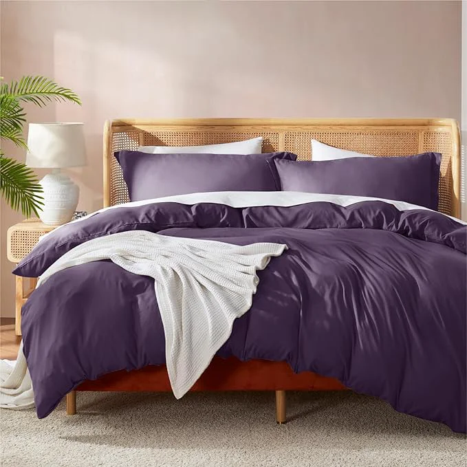 Original Design Nestl Purple Duvet Cover King Size - Soft Double Brushed King Duvet Cover Set 3 Piece with Button Closure 1 Duvet Cover 104x90 inches and 2 Pillow Shams Easy-to-Use