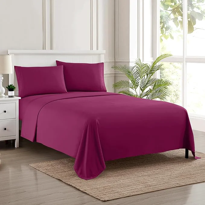 Certified California King Sheet Sets - Breathable Luxury Sheets with Full Elastic amp Secure Corner Straps Built In - 1800 Supreme Collection Cal King Deep Pocket Bedding Set Sheet Set California King Berry Solid