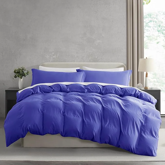 High-End Nestl Royal Blue Duvet Cover Queen Size - Soft Prewashed Queen Duvet Cover Set 3 Piece with Zipper Closure 1 Duvet Cover 90x90 inches and 2 Pillow Shams User-Friendly