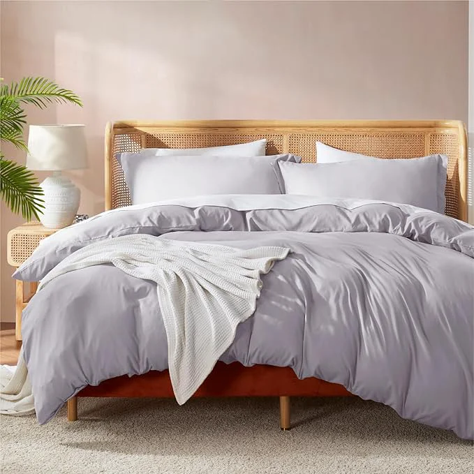 Sophisticated Nestl Twin Duvet Cover Set - Soft Double Brushed Grey Lavender Duvet Cover Twin Twin XL 2 Piece with Button Closure 1 Duvet Cover 68x90 inches and 1 Pillow Sham Authentic
