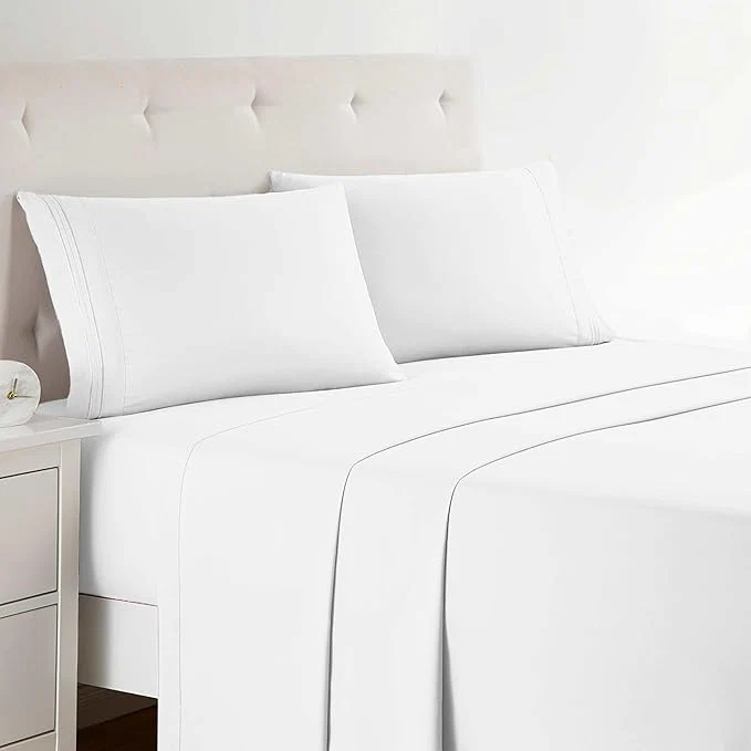 Crafted Clara Clark Bed Sheets Premier 1800 Series 4 Piece Bed Sheet Set Deep Pocket Wrinkle Fade Stain Resistant Luxury Soft Bedding Sheets amp Pillowcases Twin White Outstanding