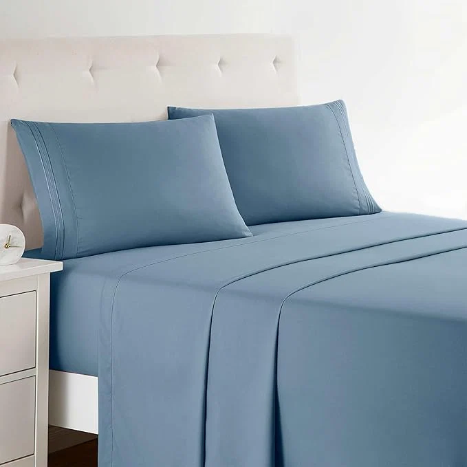 Proven Clara Clark Full XL Bed Sheet Set - Wrinkle Fade Stain Resistant Deep Pocket Sheets - Luxury Soft Bedding Sheets amp Pillowcases Full XL Stone Blue Environmentally Friendly