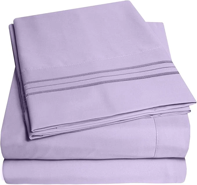 Innovative 1500 Supreme Collection California King Sheet Sets Lavender - Luxury Hotel Bed Sheets and Pillowcase Set for California King Mattress - Extra Soft Elastic Corner Straps Deep Pocket Sheets Lavender Breathable