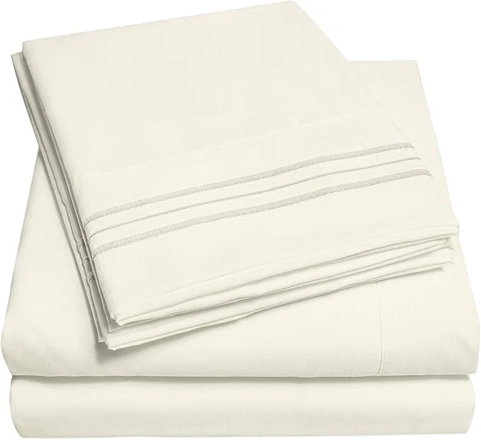 Recyclable 1500 Supreme Collection Extra Deep Pocket Sheets Set - Luxury Soft Bed Sheets Wrinkle Bedding Over 40 Colors 21 inch Extra Deep Pocket Queen Ivory Fine Crafted