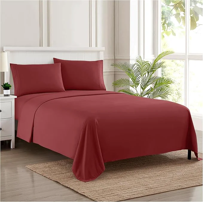 Trusted Full Size Sheet Sets - Breathable Luxury Sheets with Full Elastic amp Secure Corner Straps Built In - 1800 Supreme Collection Extra Soft Deep Pocket Bedding Set Sheet Set Full Burgundy Recyclable