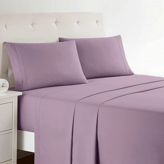 Prestigious Clara Clark Full XL Bed Sheet Set - Wrinkle Fade Stain Resistant Deep Pocket Sheets - Luxury Soft Bedding Sheets amp Pillowcases Full XL Dusty Purple Certified