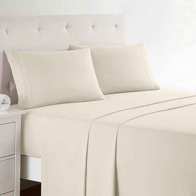 Fashionable Clara Clark Bed Sheets Premier 1800 Series 4 Piece Bed Sheet Set Deep Pocket Wrinkle Fade Stain Resistant Luxury Soft Bedding Sheets amp Pillowcases Queen Beige Cream Contemporary