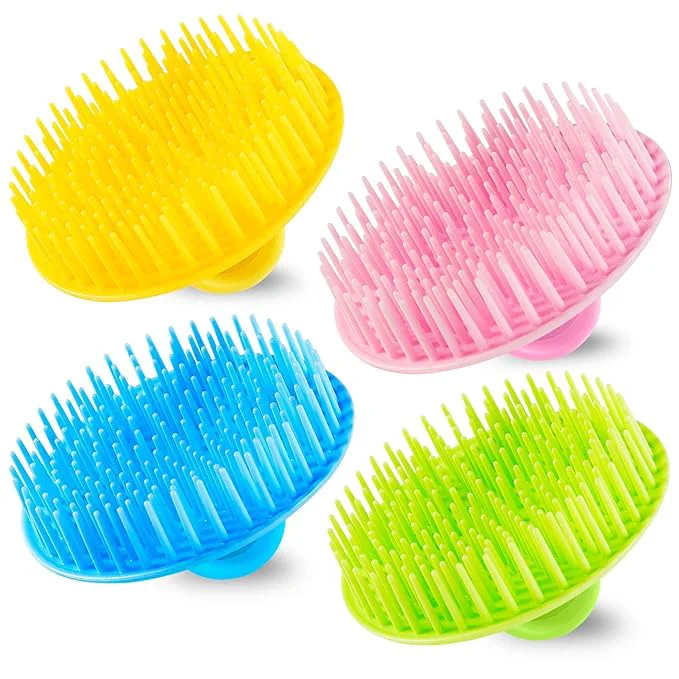 Fast 4Pack Hair Scalp Exfoliator Brush Dandruff Cleaning Brush Flexible Scalp Advanced