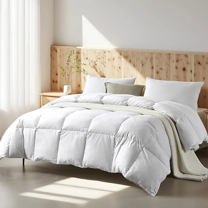 Innovative Farm To Home Organic Cotton Feather and Down Comforters Queen Size Organic Cotton Cover All Seasons Duvet Insert 4 Corner Tabs Naturally Breathable White Bedding Comforters 90 quot x90 quot High-Quality