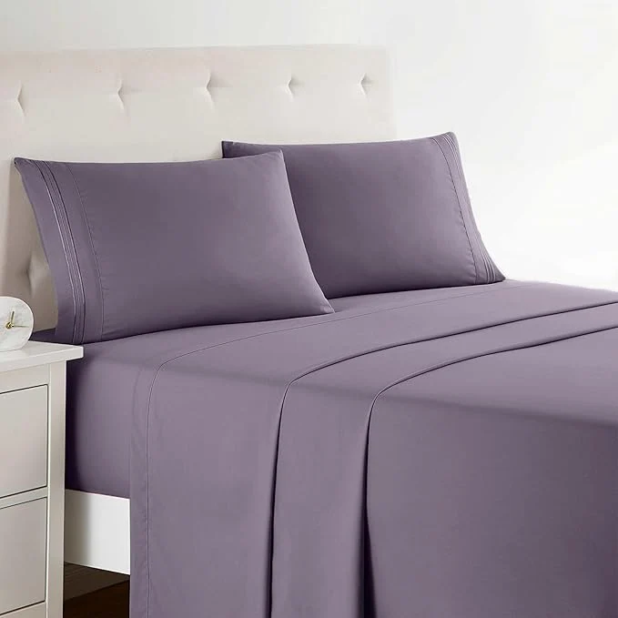 Genuine Clara Clark Bed Sheets Premier 1800 Series Bed Sheet Set Deep Pocket Wrinkle Fade Stain Resistant Luxury Soft Bedding Sheets amp Pillowcases Queen Grayish Purple Healthy