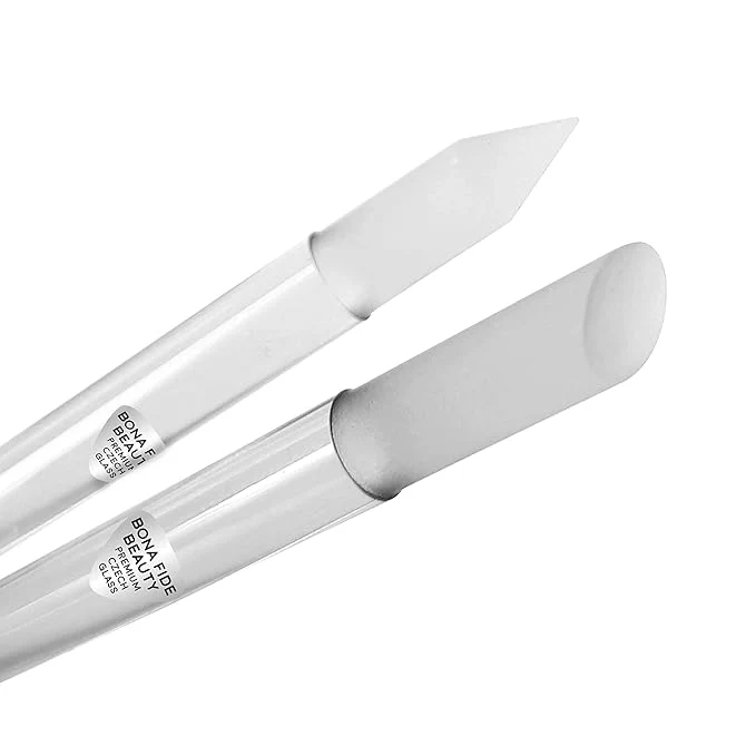 Unique Bona Fide Beauty Glass Cuticle Pusher Set of 2 Manicure Nail Care Tools Secure