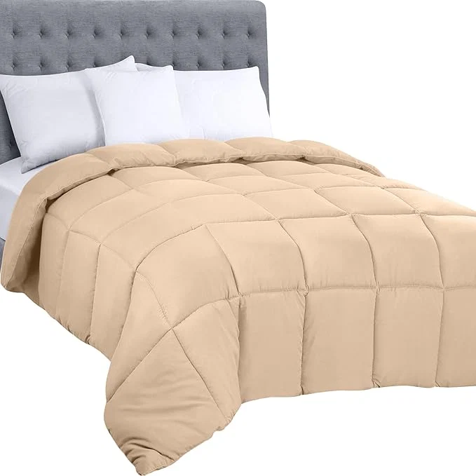 Eco-Friendly Utopia Bedding Comforters King Size All Season Duvet Insert Down Box Stitched Bed Comforter with Corner Tabs Machine Washable Beige Fine Crafted