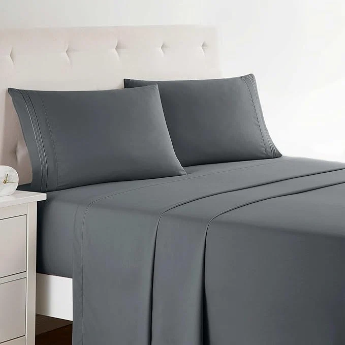 Trusted Clara Clark Bed Sheets Premier 1800 Series 4 Piece Bed Sheet Set Deep Pocket Wrinkle Fade Stain Resistant Luxury Soft Bedding Sheets amp Pillowcases Twin Charcoal Gray Reusable