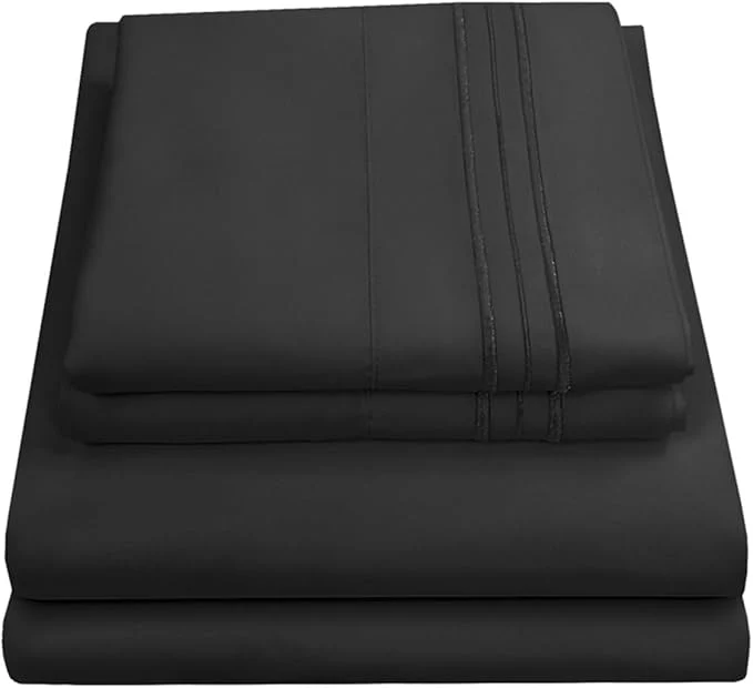 Solid California King Sheet Sets - Breathable Luxury Sheets with Full Elastic amp Secure Corner Straps Built In - 1800 Supreme Collection Cal King Deep Pocket Bedding Set Sheet Set California King Black Fashionable