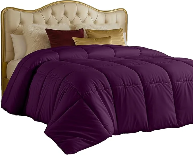 Environmentally Friendly Utopia Bedding Comforters Twin Size All Season Duvet Insert Down Box Stitched Bed Comforter with Corner Tabs Machine Washable Plum Quality