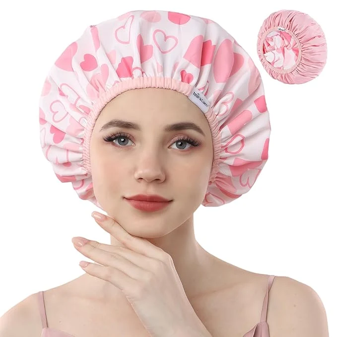 Traditional Years calm Shower Caps for Women Reusable Waterproof Double Layer Waterproof Fashionable