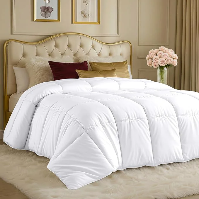 Innovative Utopia Bedding Comforters Queen Size All Season Duvet Insert Down Box Stitched Bed Comforter with Corner Tabs Machine Washable White Specialty