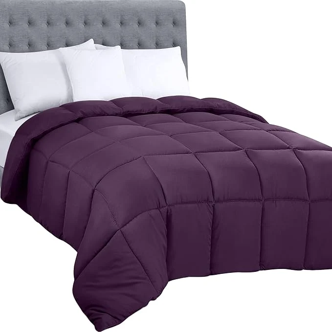 Authentic Utopia Bedding Comforters Queen Size All Season Duvet Insert Down Box Stitched Bed Comforter with Corner Tabs Machine Washable Plum Specialty
