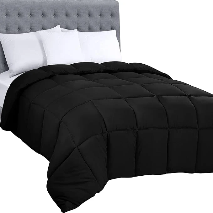 Solid Utopia Bedding Comforters King Size All Season Duvet Insert Down Box Stitched Bed Comforter with Corner Tabs Machine Washable Black Superior