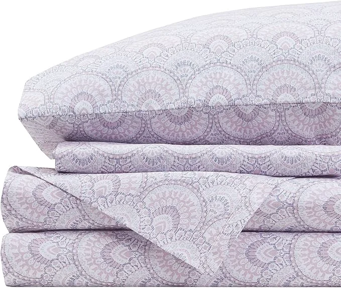 Consistent Comfort Spaces Cotton Sheet Set Breathable Lightweight Soft with 12 quot Elastic Pocket Fits up to 14 quot Mattress All Season Cozy Bedding Matching Pillow Case Twin Tabitha Purple 3 Piece Next-Generation
