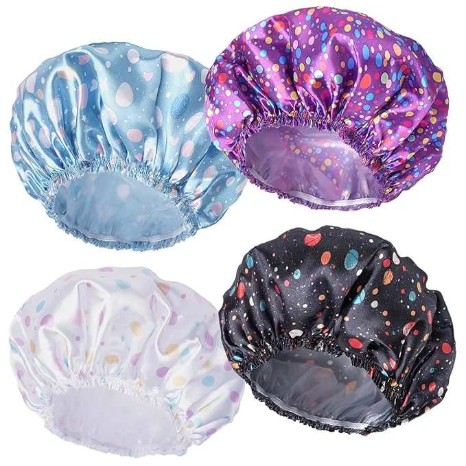 High-End Shower Caps for Women Double Layers Shower Cap Reusable Waterproof Bathing High-Quality
