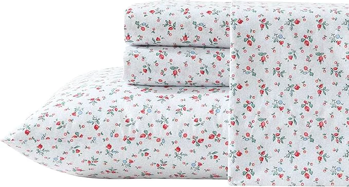 Sustainable Laura Ashley - Queen Sheet Set Crisp amp Cool Cotton Percale Bedding with Deep Pockets Lightweight for Year Round Comfort Bed Sheets with Matching Pillowcases Aylesmore Ditsy Red Fast