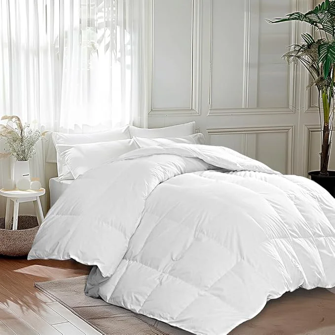 First-Class Martha Stewart White Goose King Size Feathers Down Fiber Comforter Ultra Soft Cotton Duvet Insert King Hotel Luxury Hypoallergenic Comforter 95oz All Season Extra Warmth 106 x 90 Inch Healthy