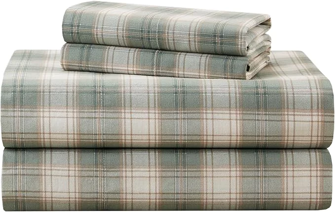 Outstanding Comfort Spaces Cotton Sheets Twin Breathable Naturally Cool Cotton Sheets Soft Cotton Bed Sheets with 12 quot Elastic Pocket Fits up to 14 quot Mattress All Seasons Sheet Set Wesley Green 3 Piece Innovative