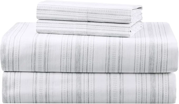 Comfort Spaces Cotton Sheets King Breathable Naturally Cool Cotton Sheets Soft Cotton Bed Sheets with 14 quot Elastic Pocket Fits up to 16 quot Mattress All Seasons Sheet Set Good Vibes Grey 4 Piece Effective