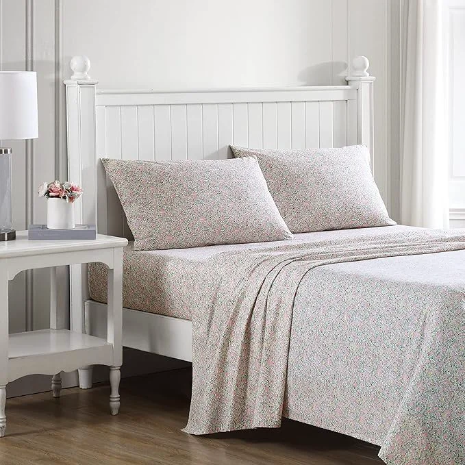Proven Laura Ashley - Twin Sheets Cotton Percale Bedding Set Lightweight amp Breathable Home Decor Dorm Room Essentials Lovestone Pink Twin Soft