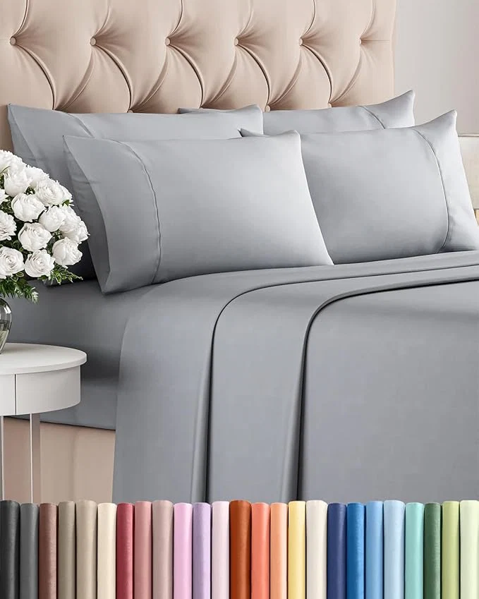 Fine Full 6 Piece Sheet Set - Comfy Breathable amp Cooling - Ultra-Soft Hotel Luxury Bedding Set with 8-16 Inch Deep Pockets - 1 Flat amp 1 Fitted Sheet amp 4 Pillowcases - Wrinkle amp Easy Care - Steel Blue Comfortable