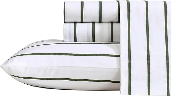 Dependable Nautica - Twin XL Sheets Premium Cotton Percale Bedding Set Striped Bedding Set Oeko-Tex Brenton Stripe Ivory Twin XL Healthy