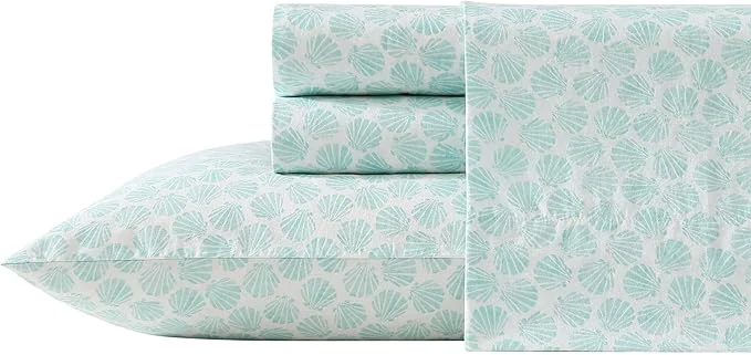 First-Class Laura Ashley - King Sheets Cotton Percale Bedding Set Lightweight amp Breathable Home Decor Margate Shells Blue King Casual