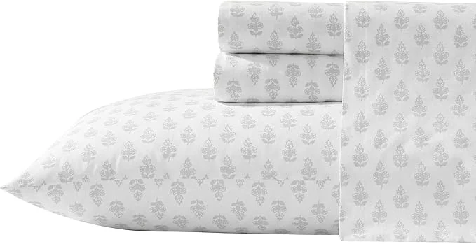 High-Quality Laura Ashley - Full Sheets Lightweight amp Breathable Cotton Percale Bedding Set with Matching Sham s Oeko-Tex Francesca Grey Full Genuine