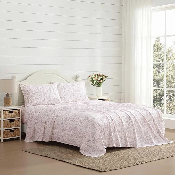 Trusted Laura Ashley - Full Sheet Set Crisp amp Cool Cotton Percale Bedding for Year Round Comfort Deep Pocket Bed Sheets with Matching Pillowcases Little Ditsy Pink Durable