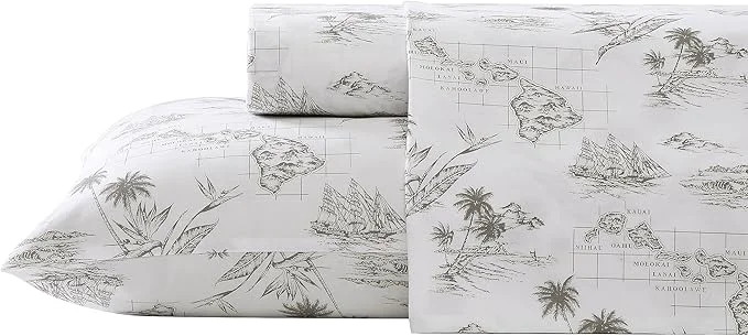 Premium Tommy Bahama - Queen Sheets Cotton Percale Bedding Set Crisp amp Cool Stylish Bedding Set Vintage Map Brown Queen Effective