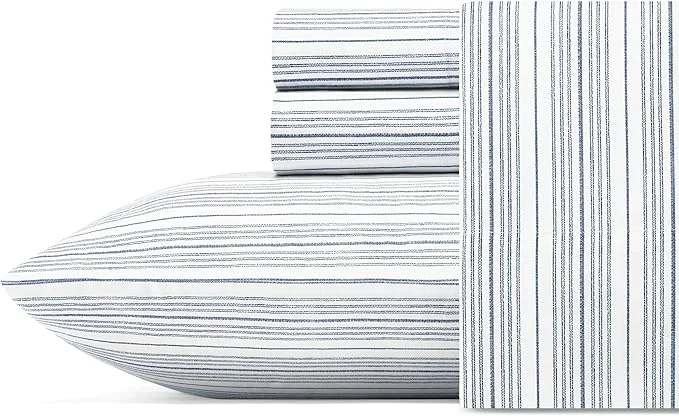 Reusable Nautica - Full Size Sheet Sets Cotton Percale Bedding Crisp amp Cool Coastal Home Decor Beaux Stripe Navy Full Easy-to-Use