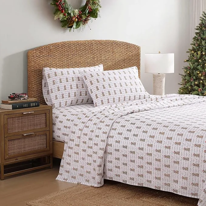 High-Performance Tommy Bahama - King Size Sheet Set Crisp amp Cool Cotton Percale Bedding with a Smooth Lightweight Feel 4 Piece Holiday Bed Sheets with Matching Pillowcases Wrapped Up Red Premium