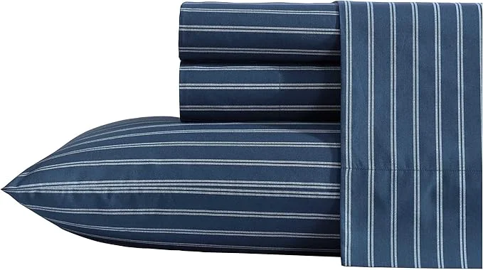 Recyclable Nautica - Full Sheets Premium Cotton Percale Bedding Set Striped Home Decor Oeko-Tex Richmond Stripe Blue Full High-Quality