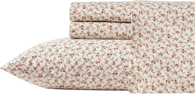 Prestigious Laura Ashley - Queen Sheets Cotton Percale Bedding Set Lightweight amp Breathable Home Decor Oeko-Tex Sweet Success Pink Queen Convenient