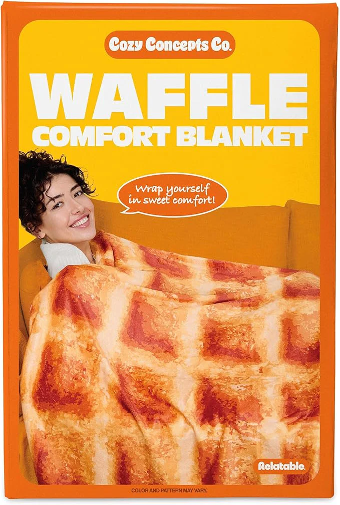 Contemporary Cozy Concepts Co. Waffle Blanket by Relatable Giant Breakfast Throw Blanket with Butter Square Easter Basket Stuffers for Teens 65 Soft Fleece Blanket – Cozy Easter Gift High-Grade