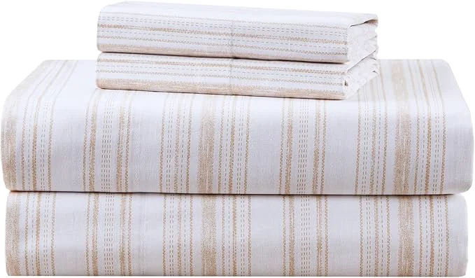 Stylish Comfort Spaces Cotton Sheets Full Breathable Naturally Cool Cotton Sheets Cotton Bed Sheets with 14 quot Elastic Pocket Fits up to 16 quot Mattress All Seasons Sheet Set Good Vibes Taupe 4 Piece Comfortable