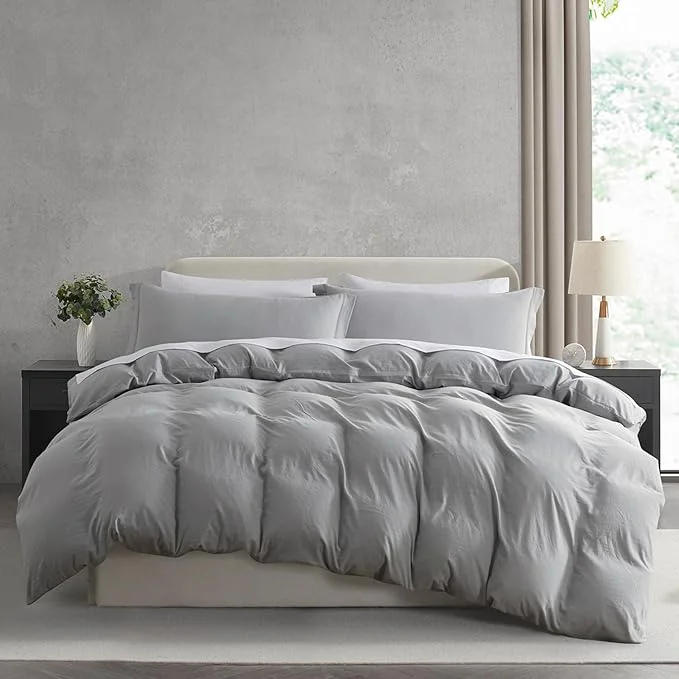 Effective Nestl Twin Duvet Cover Set - Soft Prewashed Light Grey Duvet Cover Twin Twin XL 2 Piece with Zipper Closure 1 Duvet Cover 68x90 inches and 1 Pillow Sham - No Comforter Safe