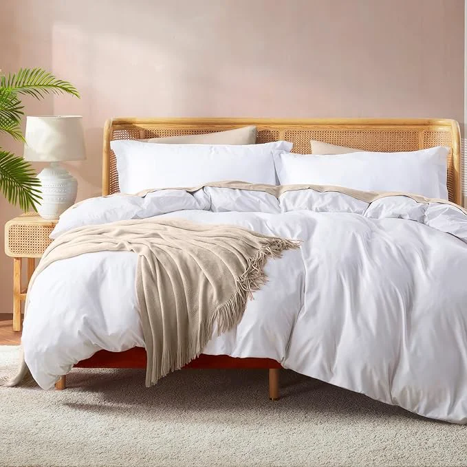 Enhanced Nestl Twin Duvet Cover Set - Soft Double Brushed White Duvet Cover Twin Twin XL 2 Piece with Button Closure 1 Duvet Cover 68x90 inches and 1 Pillow Sham Smart