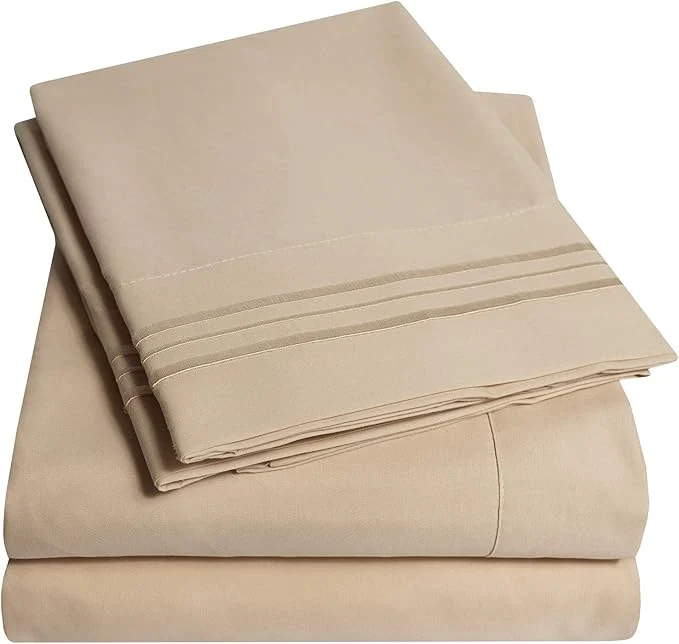 Minimalist 1500 Supreme Collection King Sheet Sets Taupe - Luxury Hotel Bed Sheets and Pillowcase Set for King Mattress - Extra Soft Elastic Corner Straps Deep Pocket Sheets King Taupe Original Design