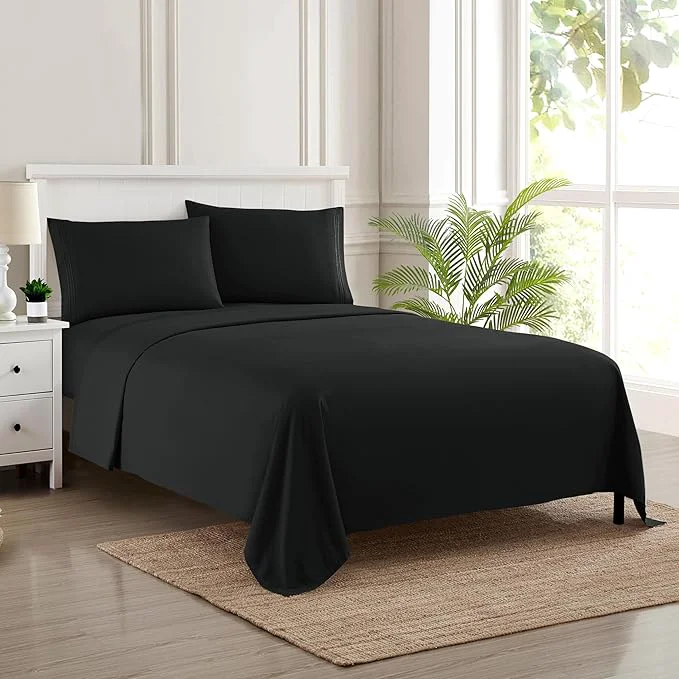 Elite Twin Sheets - Breathable Luxury Sheets with Full Elastic amp Secure Corner Straps Built In - 1800 Supreme Collection Extra Soft Deep Pocket Bedding Set Sheet Set EXTRA DEEP pocket - Twin Black Original Design