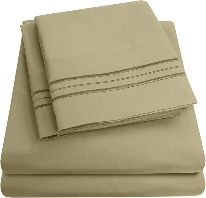 Authentic 1500 Supreme Collection King Sheet Sets Sage Green - Luxury Hotel Bed Sheets and Pillowcase Set for King Mattress - Extra Soft Elastic Corner Straps Deep Pocket Sheets King Sage Green Casual