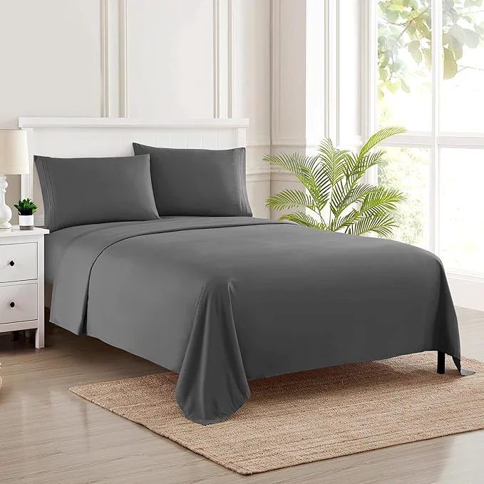 Top-Quality King Size Sheets - Breathable Luxury Bed Sheets with Full Elastic amp Secure Corner Straps Built In - 1800 Supreme Collection Extra Soft Deep Pocket Bedding Sheet Set EXTRA DEEP pocket - King Gray Unique